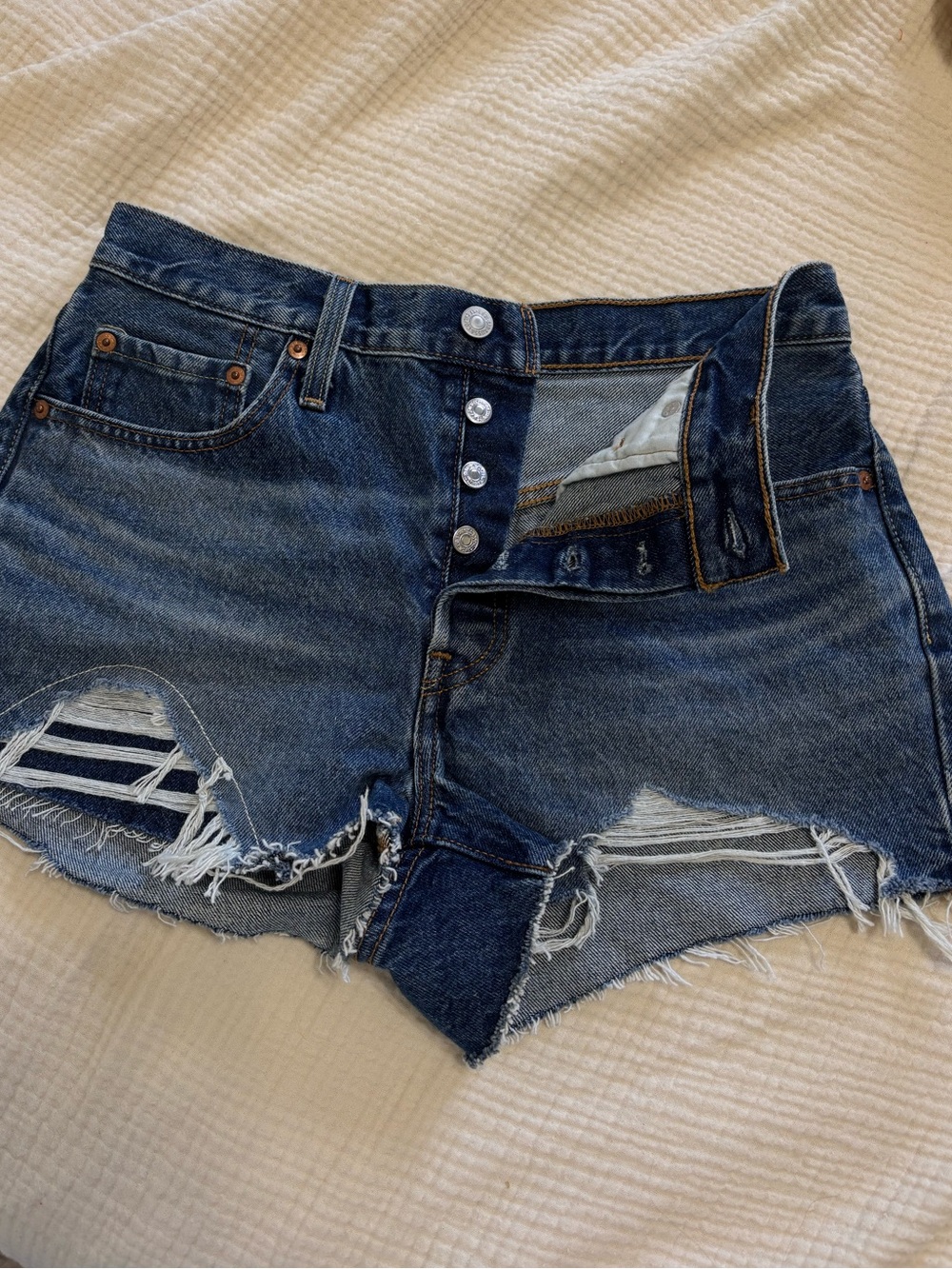 Levi's Dark Blue Denim Cutoff Shorts 28